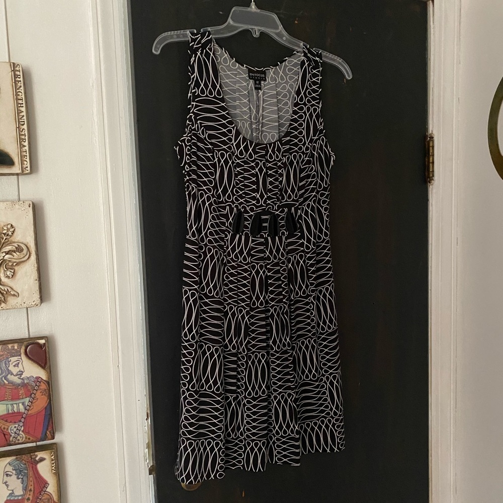Women’s dress black with white graphic pattern